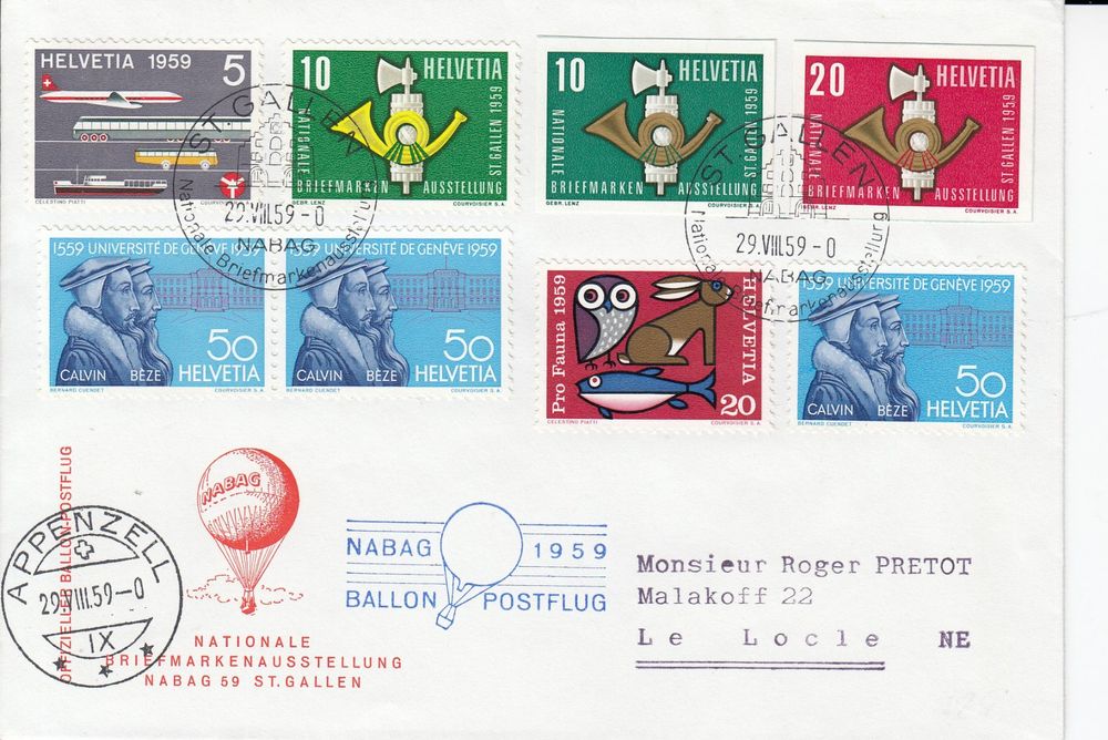 Ballon-Postflug NABAG 1959 mit den 2 Blockmarken separat | Kaufen auf ...