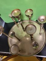 Metall Kerzenteller mit 9 Kerzenhalter goldfarben