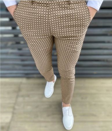 Casual Herren Hose braun-beige kariert Gr. M - 222546