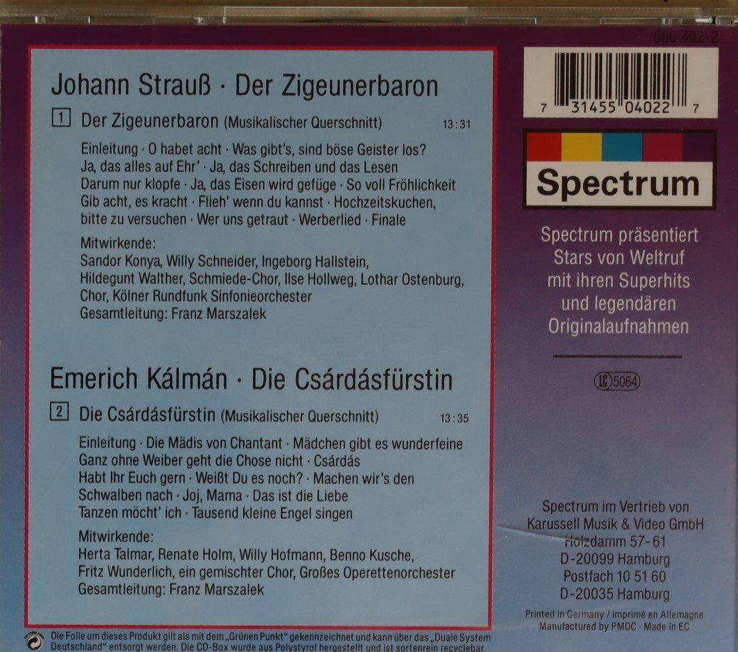 CDs: Die Csardasfürstin - Der Zigeunerbaron – D'occasion à Luzern par CONTENTI 2