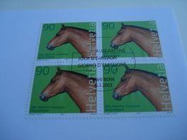 Marke Pferde, 2003, FDC + 4erblock, 2 Belege