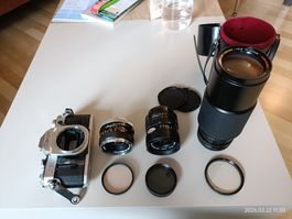 Canon AE-1 Set (4 Objektive, div. Filter, Tasche, Stativ)