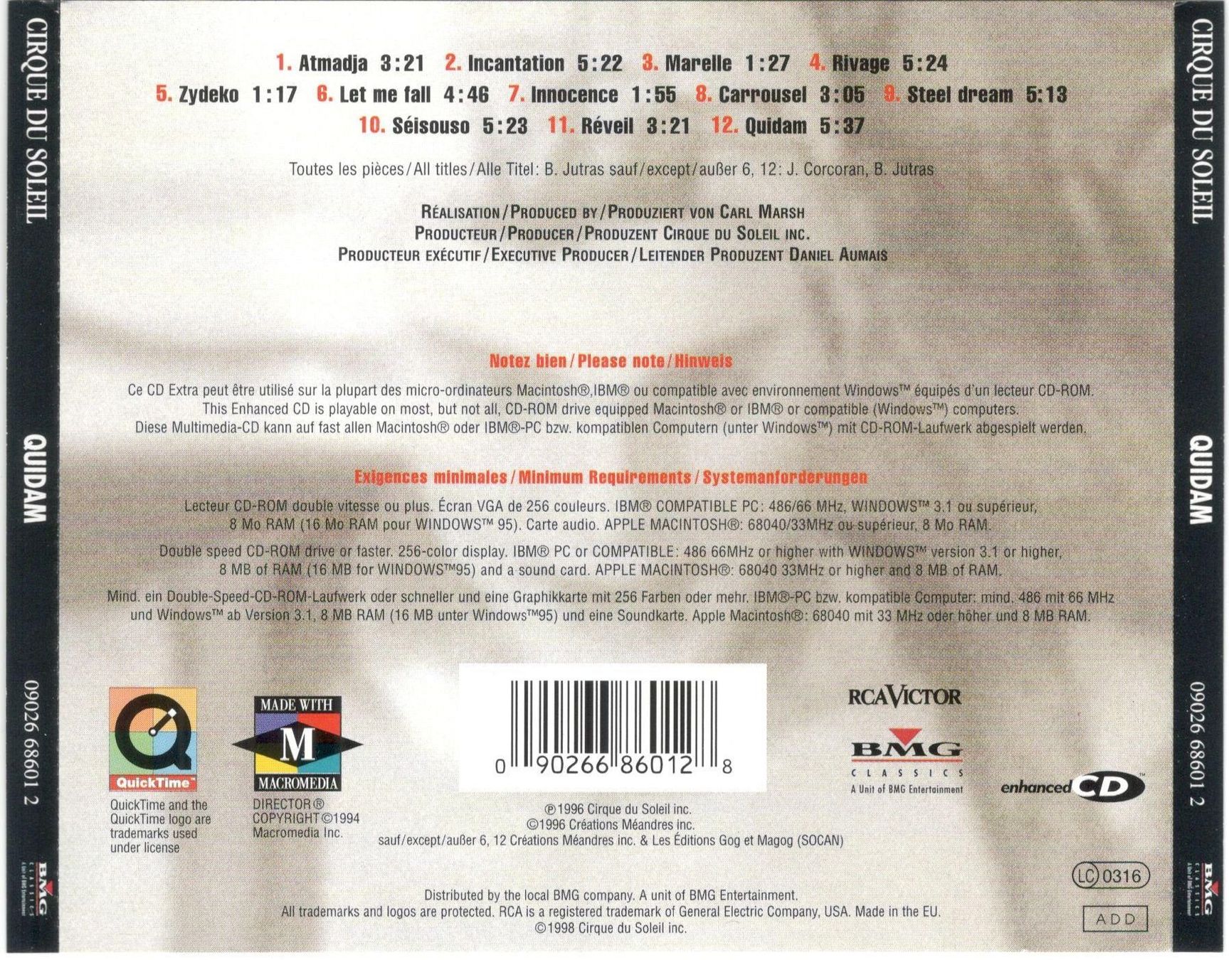 CD: Cirque Du Soleil CD Quidam – Usato da St. Margarethen TG venduto da ursk10 1