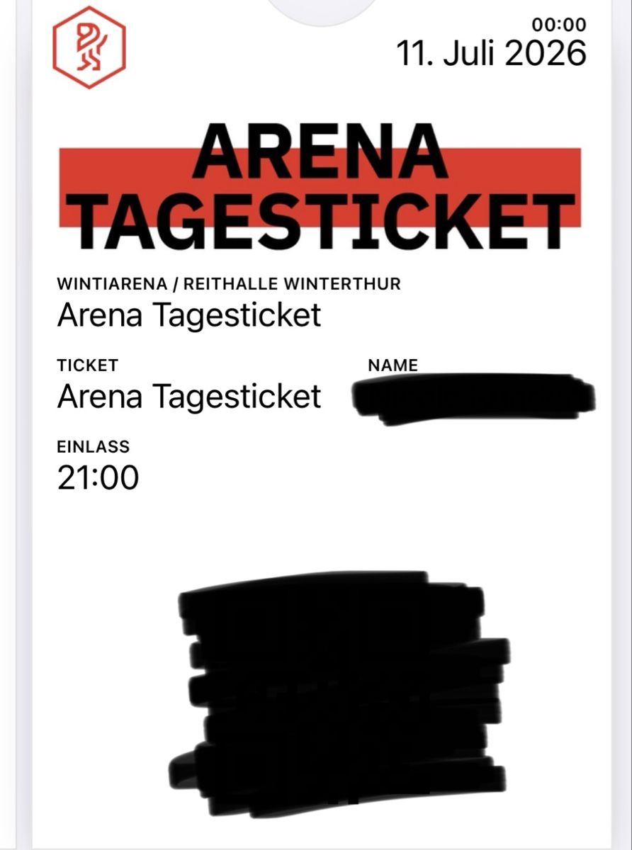 Billets: Winti Arena 11.07.2026 – Neuf (Voir description) à Neftenbach par aeronic