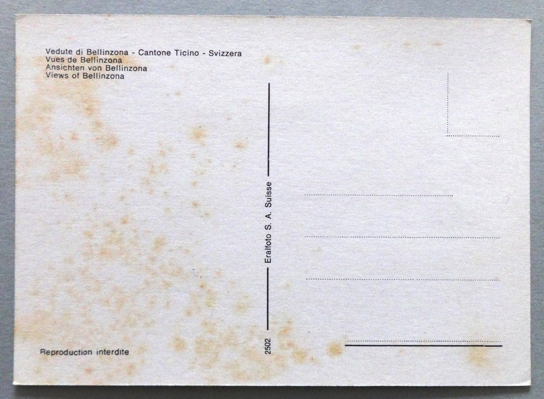 Cartes postales: Vedute di Bellinzona – Défectueux à Fétigny par Billy2miny 1
