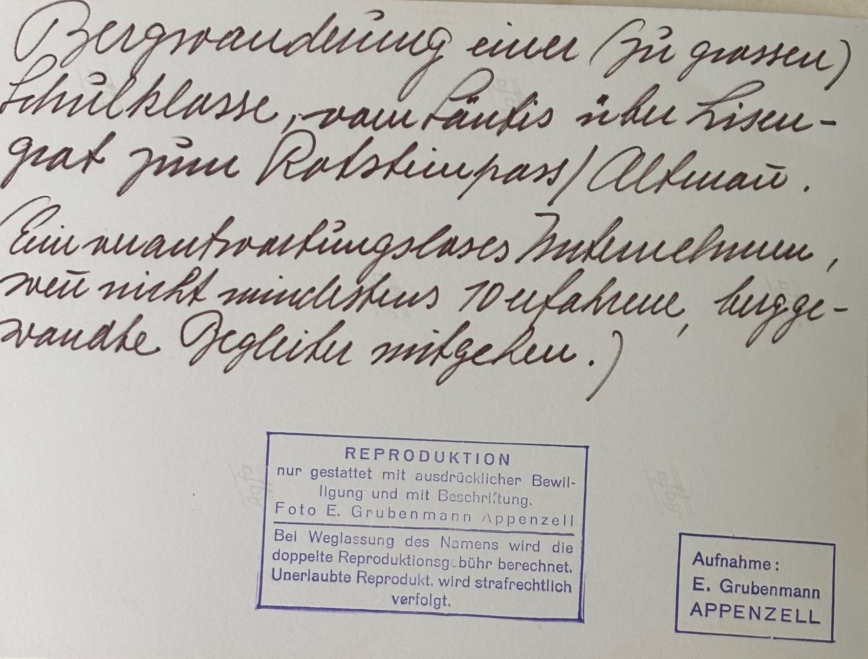 Cartes postales: Foto E. Grubenmann, Appenzell, Säntis, 12x17 cm – D'occasion à Frauenfeld par Merk52 1