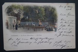 Lourdes FR, 1900  Litho Wunschgrotte gelaufen nach Paris