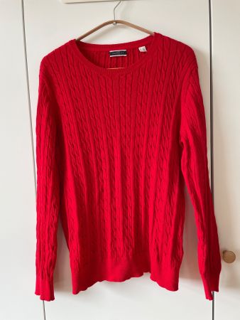 Roter Zopf-Strickpullover von Tchibo, Grösse 40/42 (38)