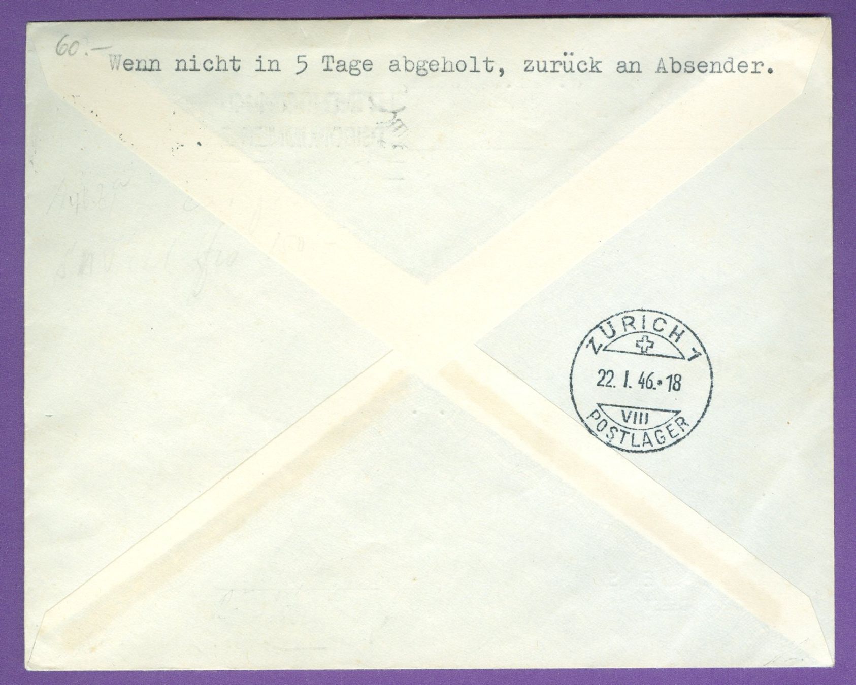 Alle Briefmarken: 1946 Niederlande Flugpost RF – Gebraucht aus Zürich von yago-rot 1