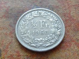1/2 Fr. 1968  Sans/Ohne  "B"
