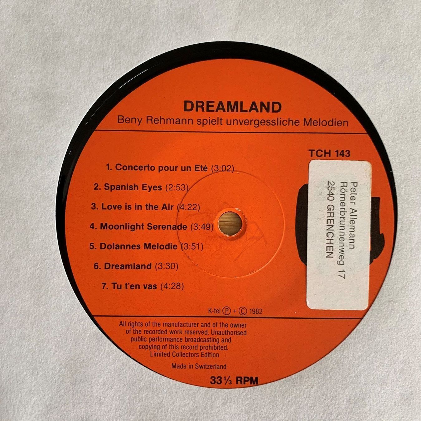 Dischi in vinile: BENY REHMANN / DREAMLAND – Usato da Sarnen venduto da m-basic 2