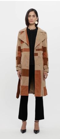 STUDIO ID Wildledermantel Patchwork Design braun