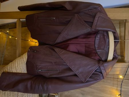 Veste en cuir bordeaux Kookai