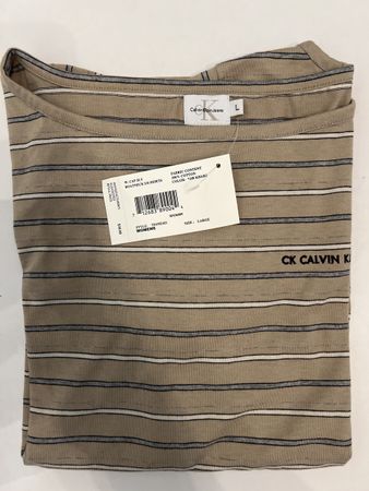 Calvin Klein Jeans Shirt, gestreift, Khaki, Grösse L