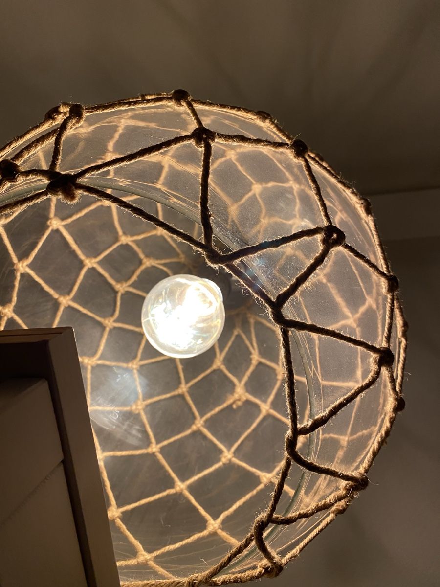 Lampade: Wunderschöne Hängelampe aus Glas mit Jute – Usato da Zürich venduto da pas_j2jx 4