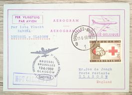TR69 Enveloppe + Timbre Belgique to England 1959