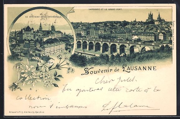 Cartoline postali: Litho Lausanne, Le Château et la Cath – Usato da Berlin venduto da bartko-reher