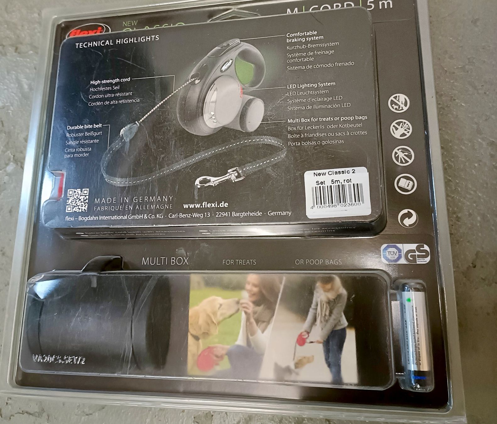 Flexi Guinzagli & Collari: Neue Flexi Leine Classic M Rot 5m mit LED & Multi Box – Nuovo e nell'imballaggio originale da Sitterdorf venduto da imsis 1