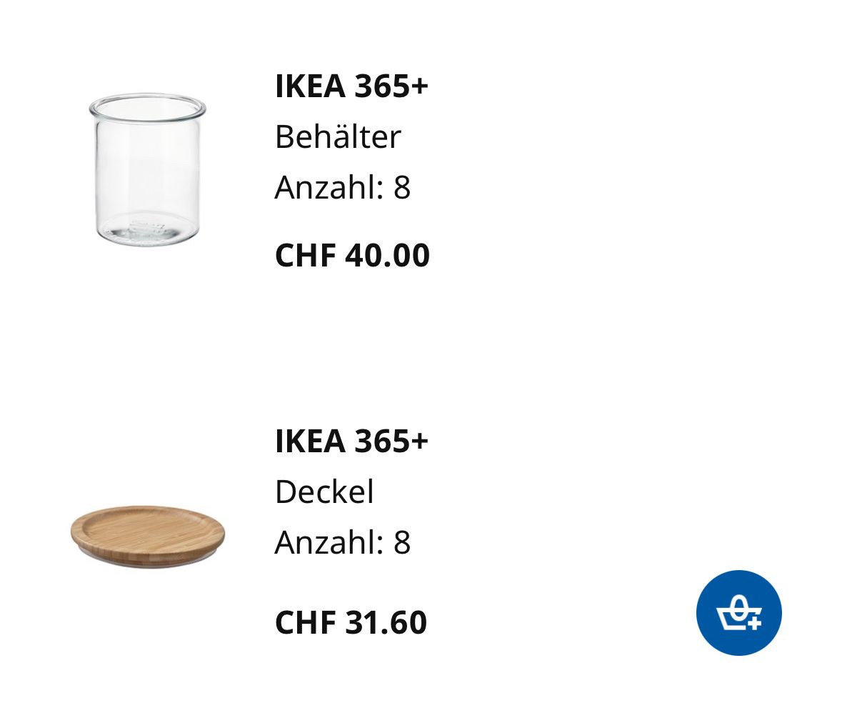 Ikea Bicchieri: IKEA 365+ Gläser mit Deckel – Usato da Schaffhausen venduto da eve_cangshu