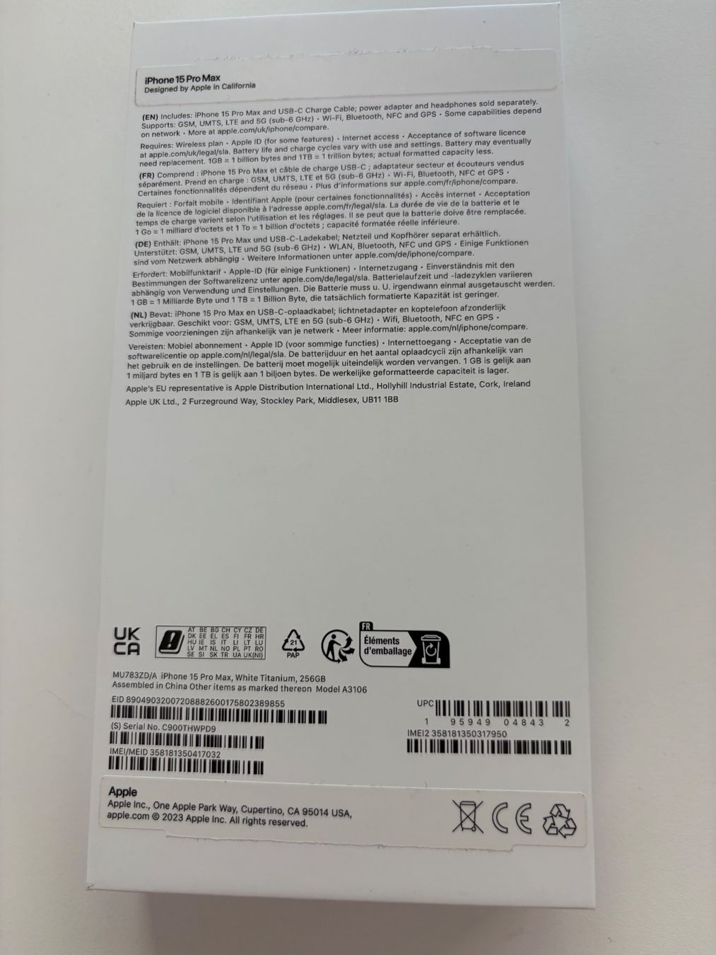 Apple Handys / Smartphones: Apple iPhone 15 Pro Max White Titanium 256GB – Gebraucht aus Brissago von Tschu 7