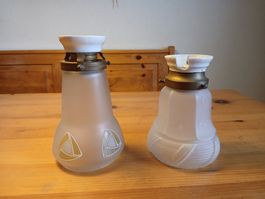 2 Lampenschirme Glas mit Fassung gebraucht