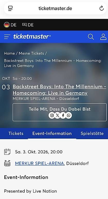 Biglietti: Backstreet Boys Tickets – Nuovo e nell'imballaggio originale da Hägendorf venduto da Maria-Isabel01 1