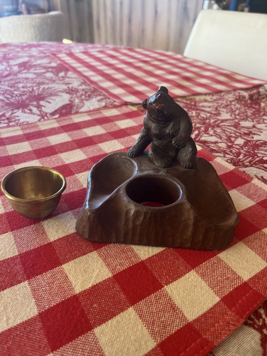 Sculture & Statue: Antiker Bär aus Holz mit Messing Schale – Usato da Saanen venduto da SoniaMichaela 1