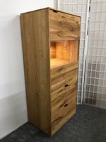 Vitrine ZERRO Wildeiche massiv 60 cm inkl. Beleuchtung