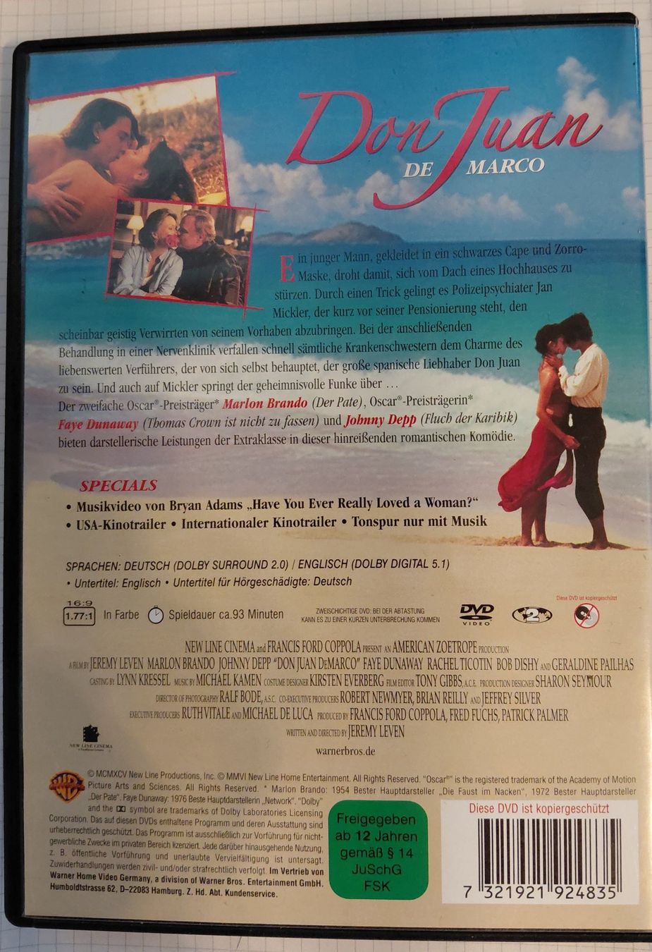 Don Juan de Marco DVD Romantik Klassiker mit Johnny Depp (Gebraucht