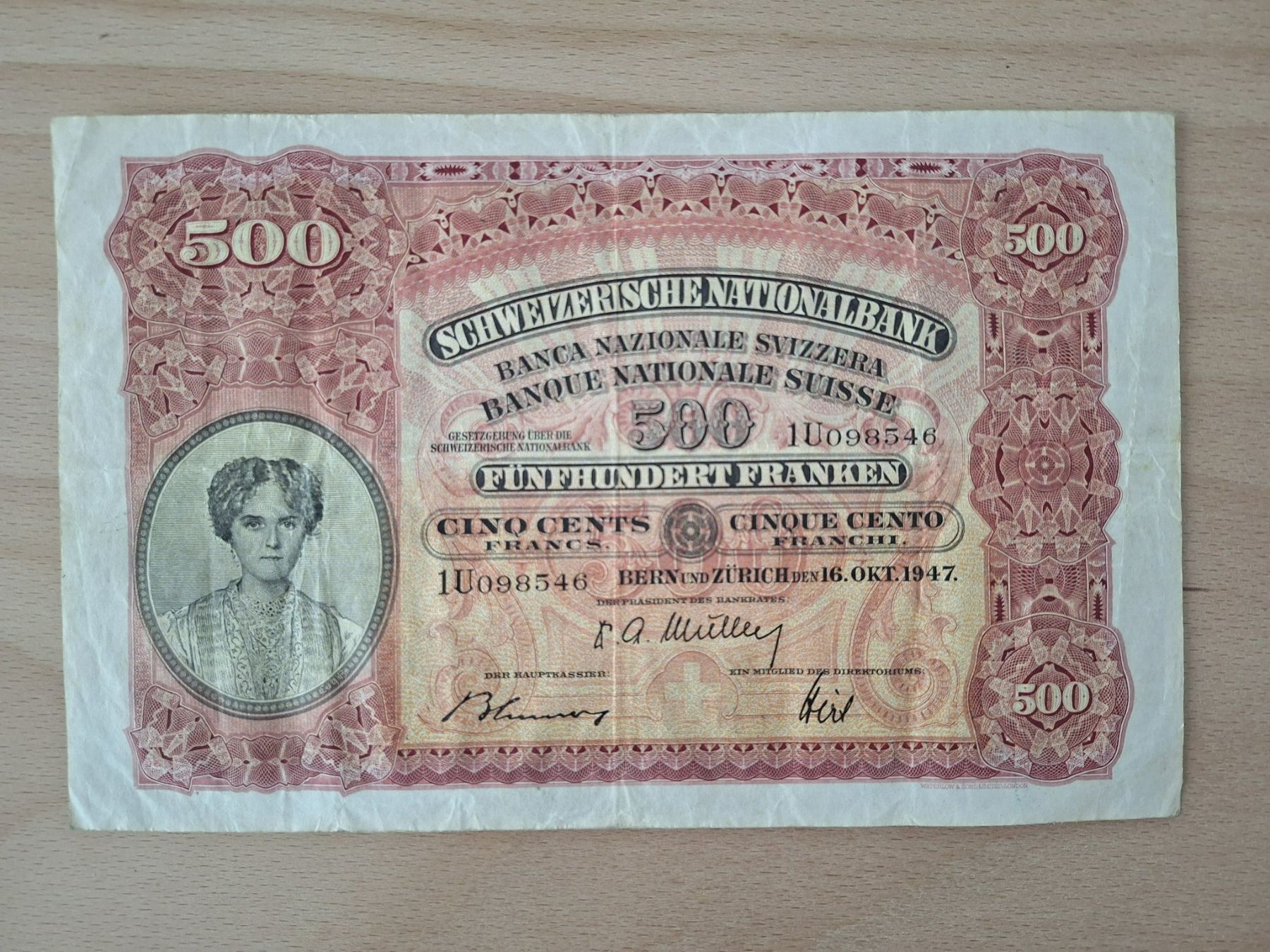 Banconote: Schweizer Banknote, 500.00 Franken – Usato da Lohn-Ammannsegg venduto da Beo71