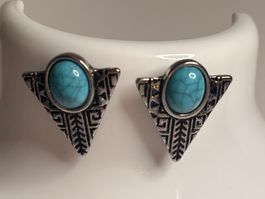Boucles d'oreilles vintage turquoise style années 80 ✨