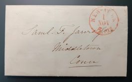USA, FALTBRIEF 5C, NEW YORK, ROTER STAMPEL 1845