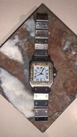 Cartier Santos Uhr mit Aftermarket Diamanten gebraucht & Box