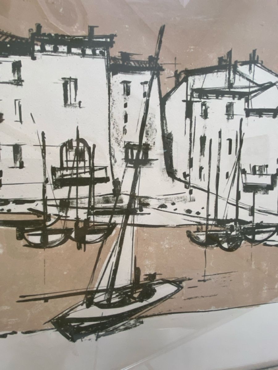Grafica & Litografie: Lithographie, Ernst Luchsinger, Fischerdorf. – Usato da Biberist venduto da Momo33 5