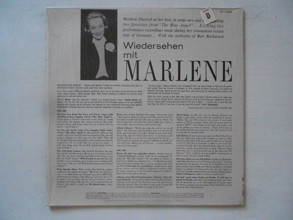 Dischi in vinile: MARLENE DIETRICH  -  WIEDERSEHEN MIT MARLENE – Usato da Bex venduto da Giorgiob 1