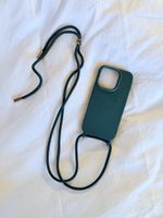 iPhone 14 Pro Case with Strap, forest green, like new