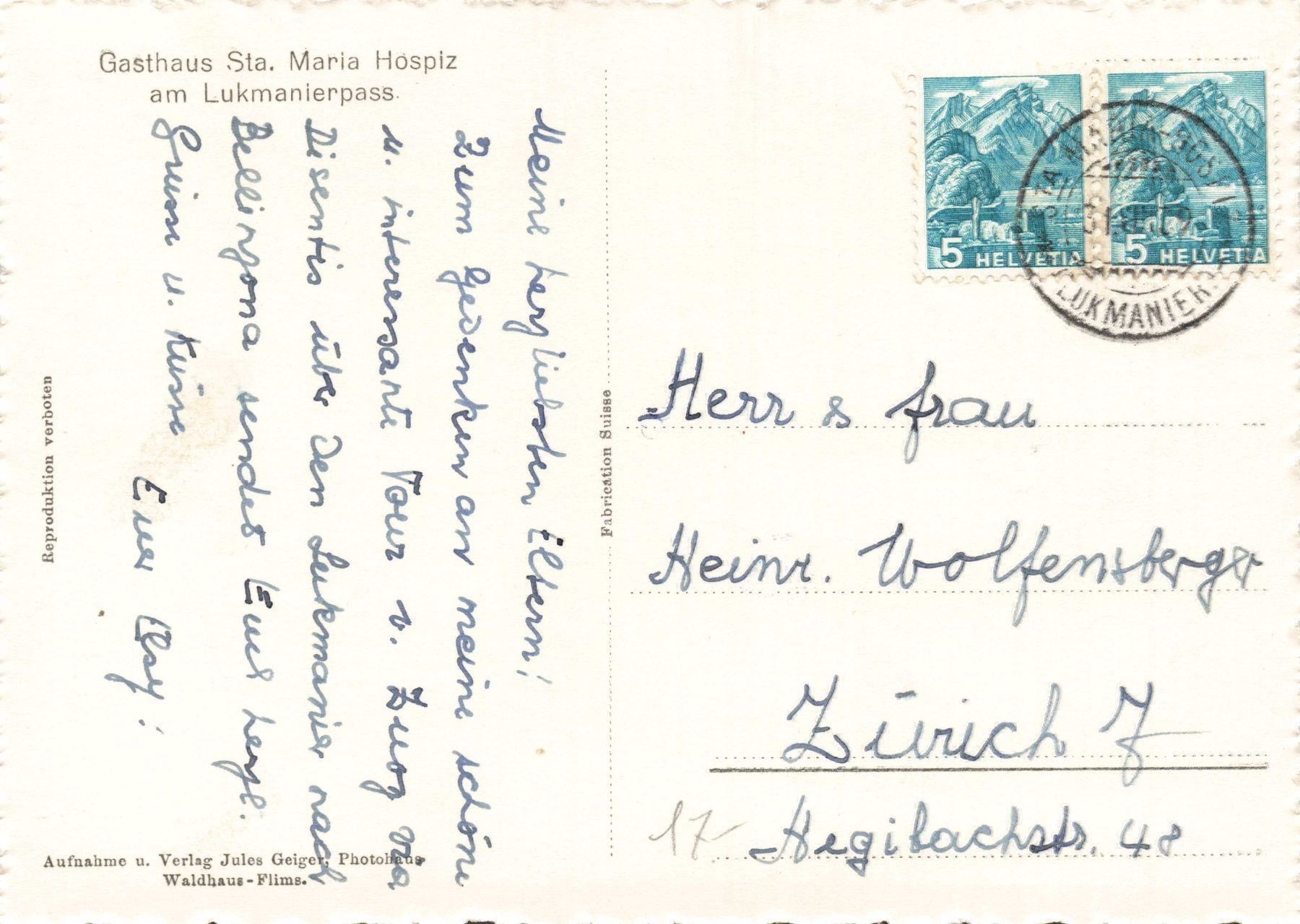 Cartoline postali: Sta. Maria Lucomagno Lukmanier – Usato da Biasca venduto da Blenio71 1