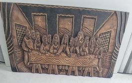 Geschnitztes Holz Relief Das letzte Abendmahl Duda