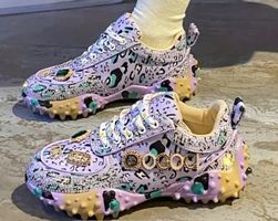 edle Damenschuhe mit Glitzer, lila, Gr. 40
