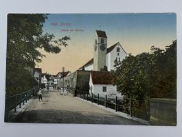 Originale alte Ansichtskarte Rüti Zürich, Partie mit Kirche