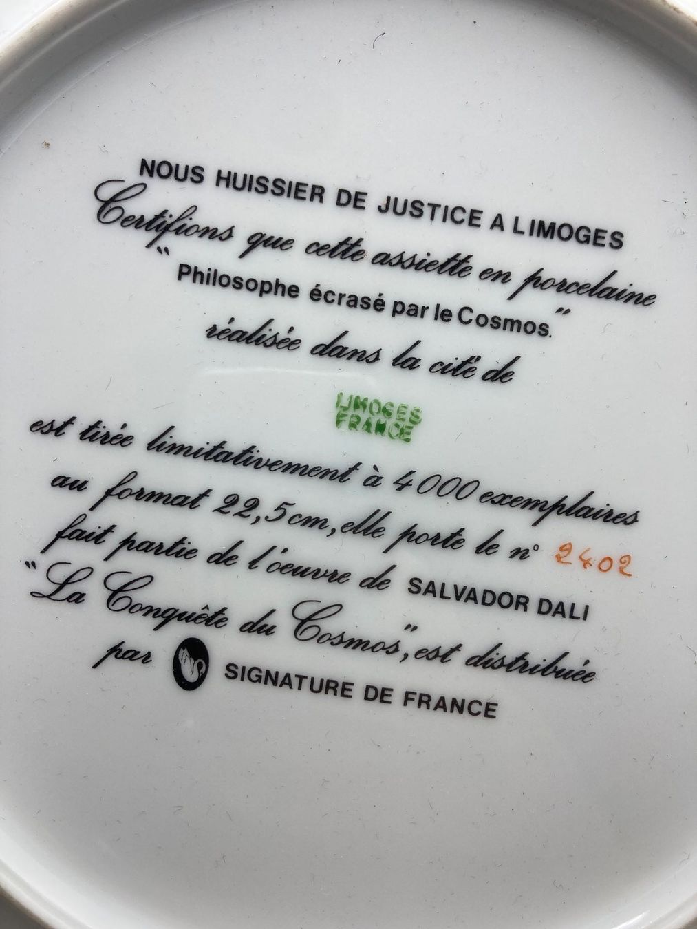 Piatti: DALI Teller Limoges signée – Usato da St-Cierges venduto da LeRegain 5
