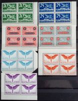 SUISSE 1933–37: poste aérienne, papier grillé, blocs de 4 **