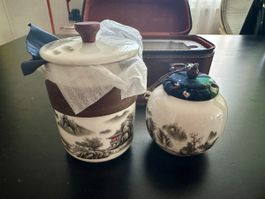 Tea Set Porcelain - Travel Case Brown New
