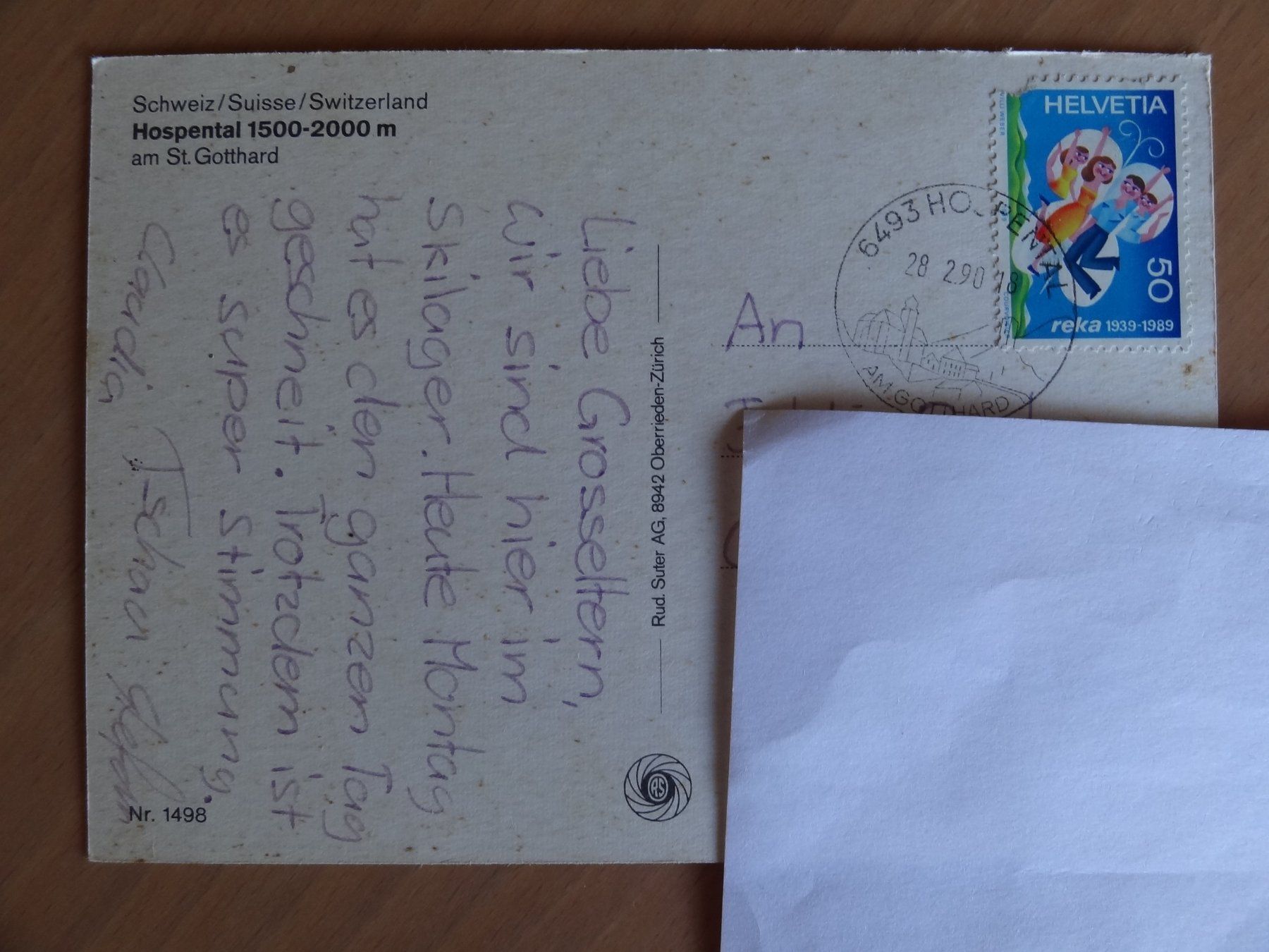Cartoline postali: Hospental - UR - 1990 – Usato da St Léonard venduto da Riglin 1