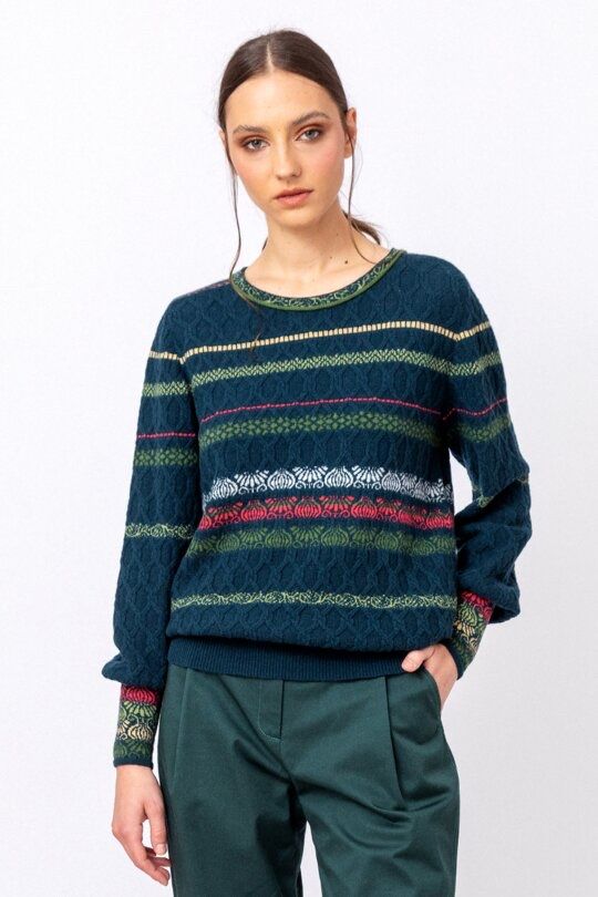 Ivko Pullover & Sweatshirts: IVKO Structure Pullover Grasset Floral Wool Pulli – Gebraucht aus Münchenstein von B771 2