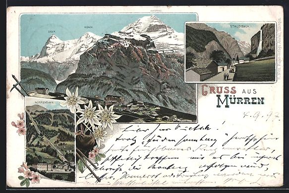 Ansichtskarten: Litho Mürren, Mürrenbahn, Staubbach, E – Gebraucht aus Berlin von bartko-reher