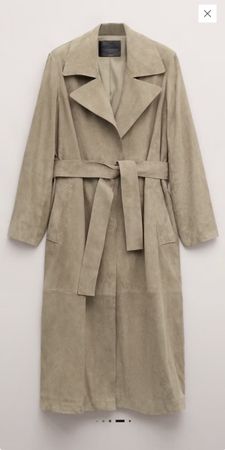 Wildleder Mantel Trenchcoat beige Gr s
