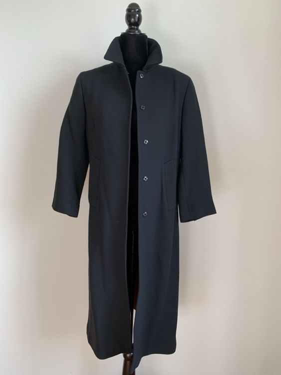 BERGDORF GOODMAN: Lässiger schwarzer Designer-Wollmantel, 38