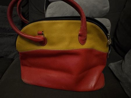 Sac à main vintage en cuir multicolore