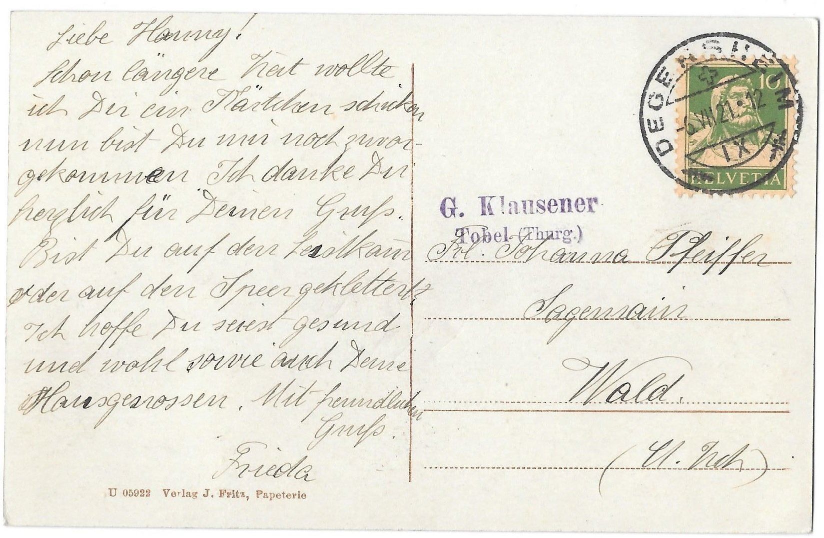 Cartoline postali: Degersheim mit Säntis – Usato da Olten venduto da clotaldi 1